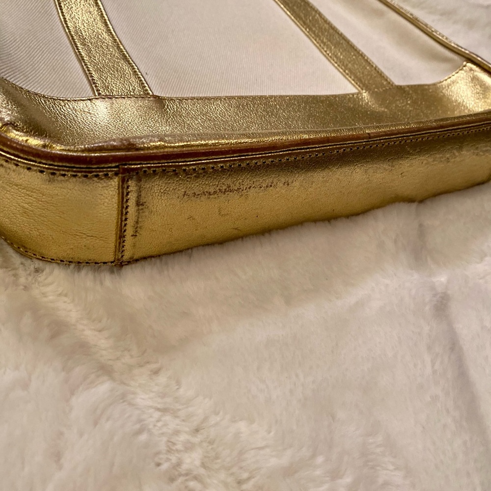 Vintage Celine White Canvas and Gold Leather Tote - Picture 8 of 11